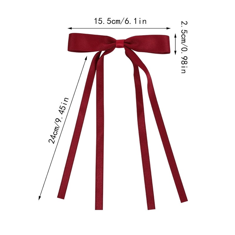 WORTL Hair Bows Clips Coquette Ribbon Bowknot with Long Tail Princess Hair Bows French Barrettes Hair Accessories for Women Girls 16PCS (Red, Rose red, Wine red, Pink) - Image 2